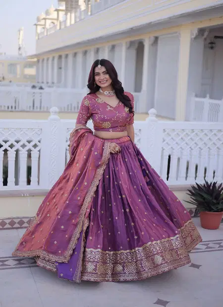 Ka 5066 Silk With Sequins & Zari Embroidered Work Lehenga With Blouse Dupatta Online Wholesale